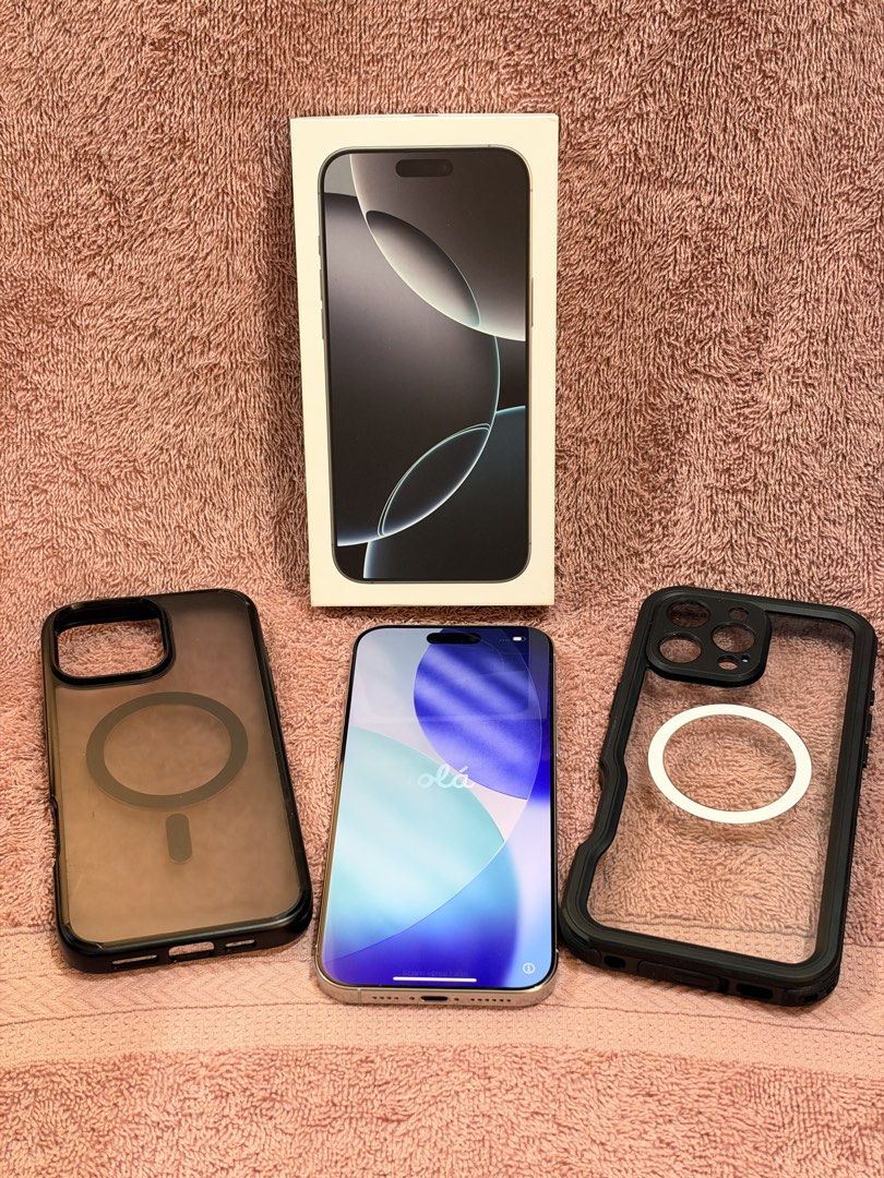 Apple iPhone 16 Pro Max, White Titanium, 512gb (Category: iPhone 16 Series) located in Cainta. Submitted by avsa19 (Listing ID 1468745739, Image 1). Description: Includes: Original Box USB-C Charge Cable Spigen Casing Waterproof Casing RFS: Extra phone, upgraded No dents, No Issues, All features and Hardware are working Battery Health: 92% if interested text me 09178048539.