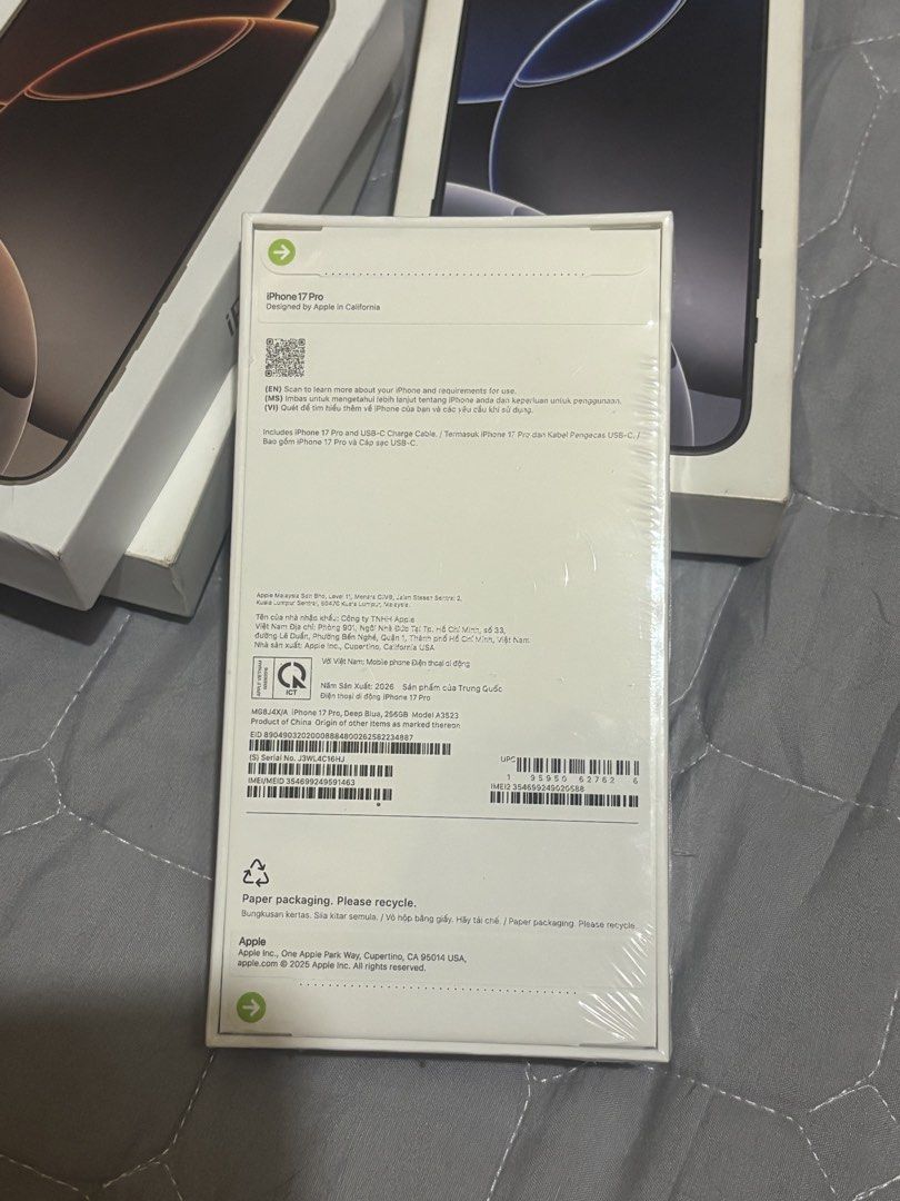 Apple iPhone 17 Pro Deep Blue 256GB (Category: iPhone 17 Series) located in Quezon City. Submitted by ianalexandra (Listing ID 1468804355, Image 2). Description: sealed iPhone 17 Pro SMART/TNT QC Area.