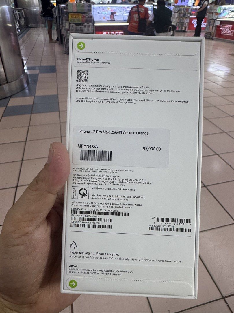 Apple iPhone 17 Pro Max 256GB Cosmic Orange (Category: iPhone 17 Series) located in Quezon City. Submitted by abeth30 (Listing ID 1468727237, Image 2). Description: iPhone 17 Pro Max Cosmic Orange 256gb Brand New Sealed NTC meetup sm north, trinoma physical store ever gotesco mall 2nd floor commonwealth qc.