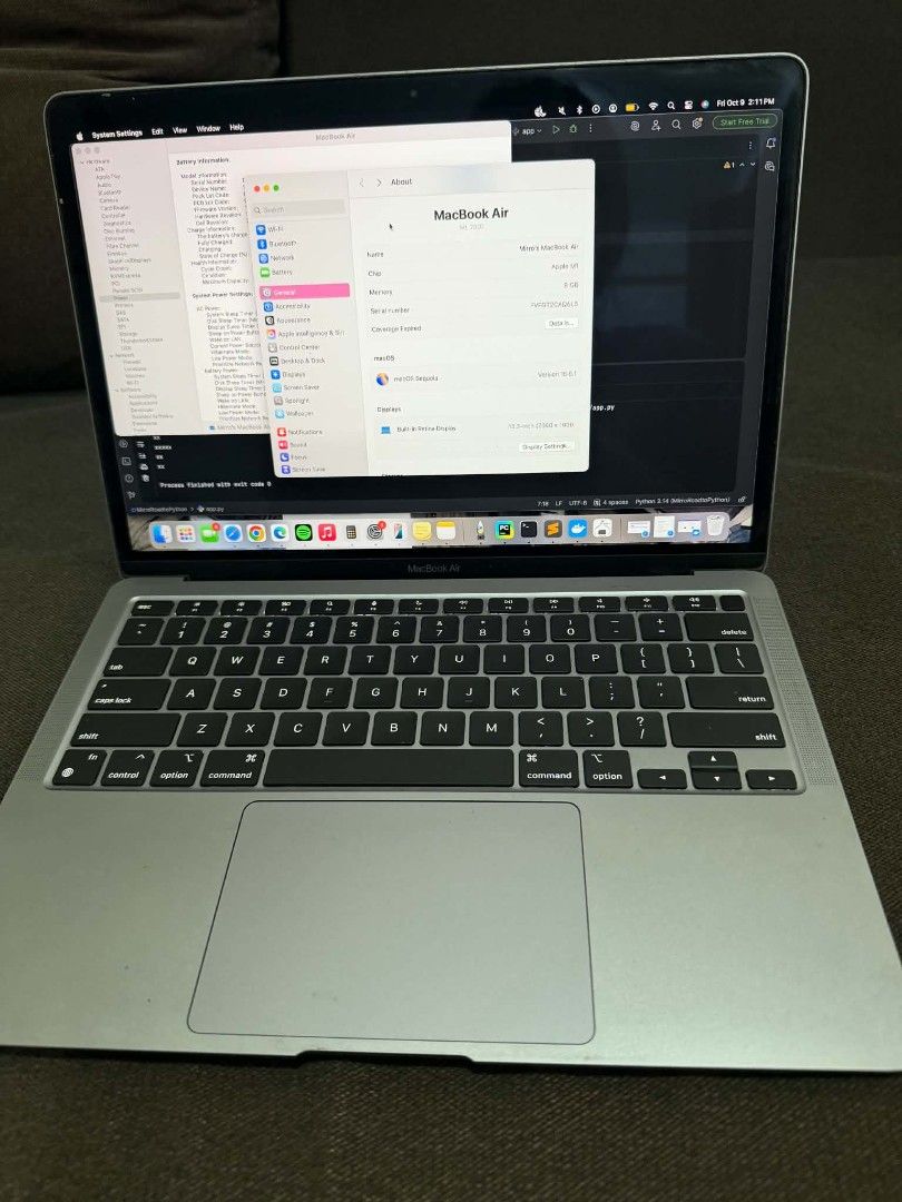 Apple MacBook Air (Category: Laptops & Notebooks) located in Valenzuela. Submitted by chockies13 (Listing ID 1468828087, Image 3). Description: - MacBook Air - RFS- will buy gaming pc - message me for details.