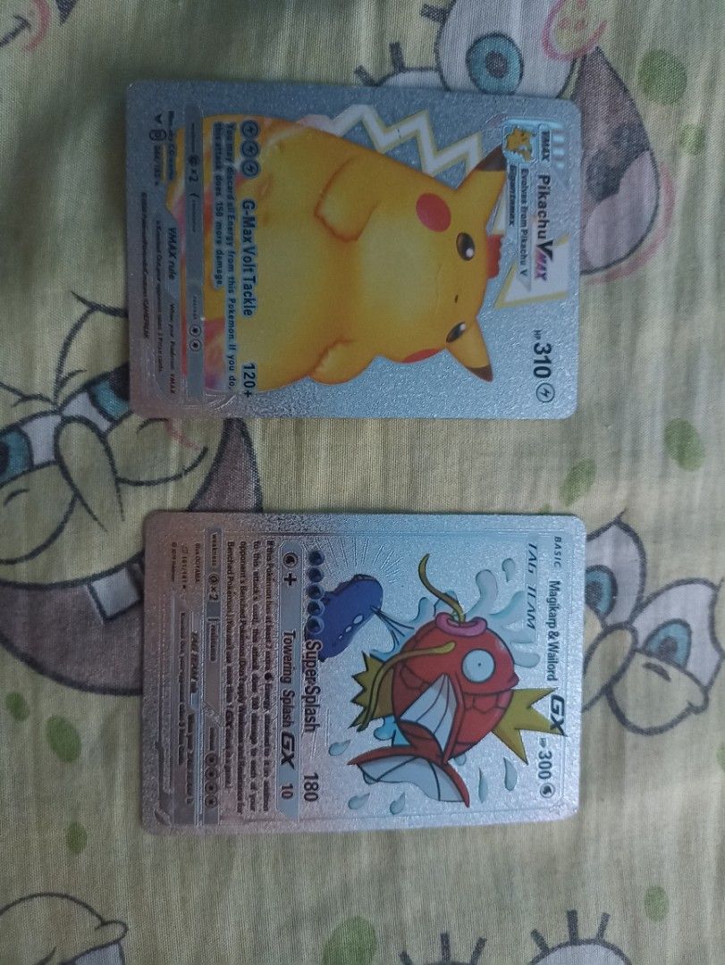 Assorted characters (Category: Raw Singles) located in Manila. Submitted by hobbymo_koleksyon.ph (Listing ID 1468754955, Image 3). Description: Pokemon Fan Cards Good for pokemon fans and collectors each card cost 10 pesos, take all for 120 pesos gold and silver cards.