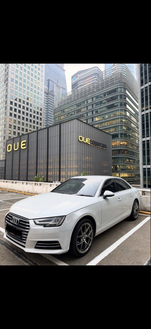 Audi A4 SEDAN 2.0 TFSI S TRONIC (NAV) Auto (Category: Used Cars) located in Singapore. Submitted by mannhkm (Listing ID 1468748710, Image 1). Description: 2018 Audi A4 B9 2.0 TFSI S tronic (NAV) * White interior and exterior with 18” rims and December 2025 Michelin PS5 tyres * High mileage but well maintained * Preventive maintenance done with receipts available * Navigation & Apple or Android CarPlay Well-maintained continental sedan with mainte