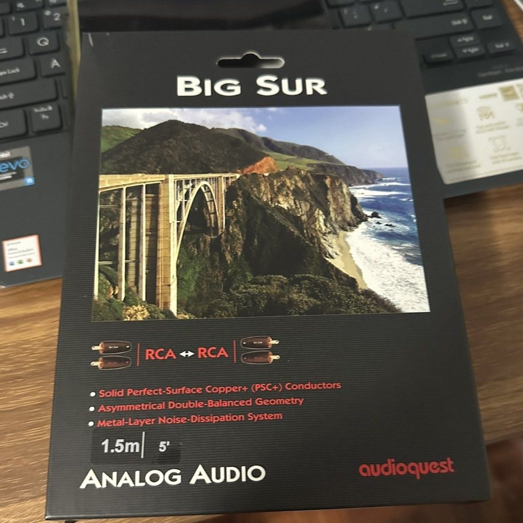 Audioquest Big Sur RCA Audio Interconnect Cable (Category: Other Audio Equipment) located in Santa Rosa. Submitted by betty.beth (Listing ID 1468786372, Image 2). Description: Audioquest Big Sur RCA Audio Interconnect Cable Cable length- 1.5 meter Good as new Comes with original box .