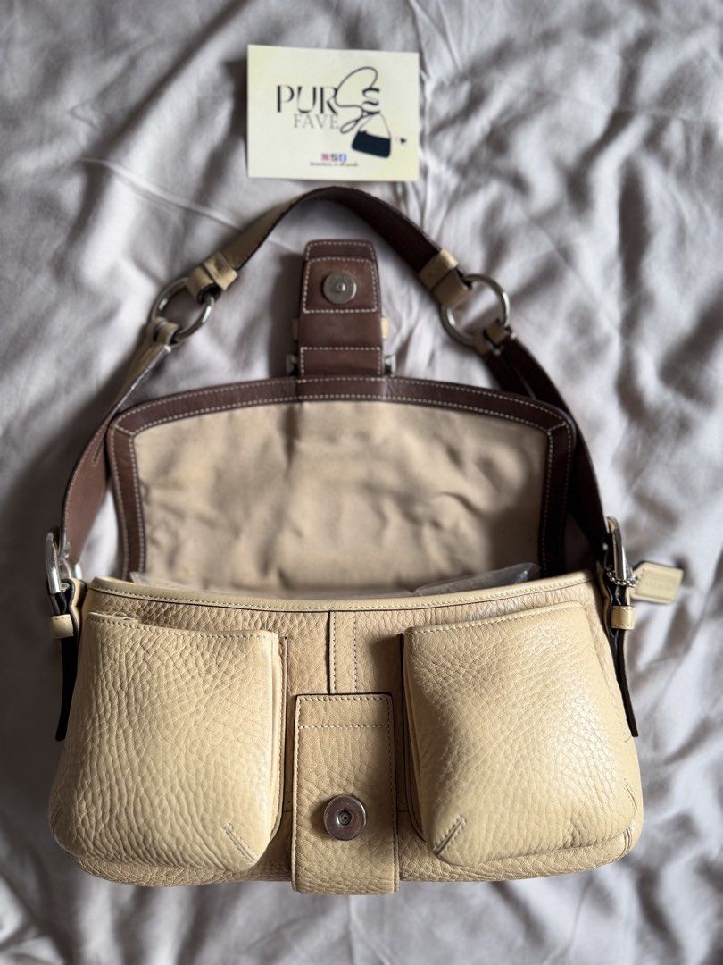 Authentic Coach Soho Pebbled Double Pocket Shoulder Bag (Category: Shoulder Bags) located in Cebu City. Submitted by pursefaves (Listing ID 1468922811, Image 3). Description: Please read ALL the details below for full info of the item :) 💯Authentic, can ship ASAP & worldwide ✅Accepts decent offers ❎Low ballers ignored Authentic Coach Soho Pebbled Double Pocket Shoulder Bag Rank AB+ (Very Good Condition) Full Details Exterior Material: Ivory pebb