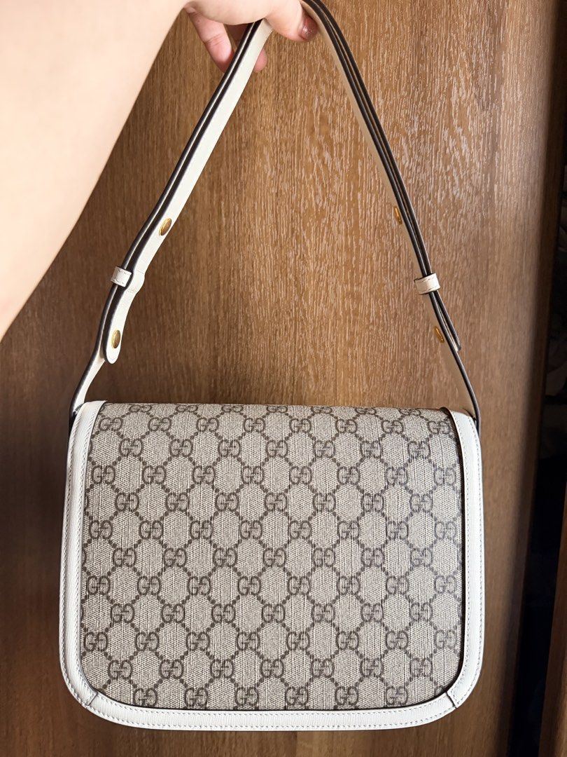 Authentic Gucci Horsebit 1955 Medium Bag (Category: Luxury Bags & Wallets) located in Antipolo. Submitted by SummerPeaCloset (Listing ID 1468792212, Image 2). Description: I’m selling my authentic Gucci Horsebit 1955 medium bag in beige GG canvas with white genuine leather trim. I bought it about 6–12 months ago and it’s in excellent condition with light usage — no stains, tears, or major scuffs. The gold-tone horsebit hardware is intact and shin