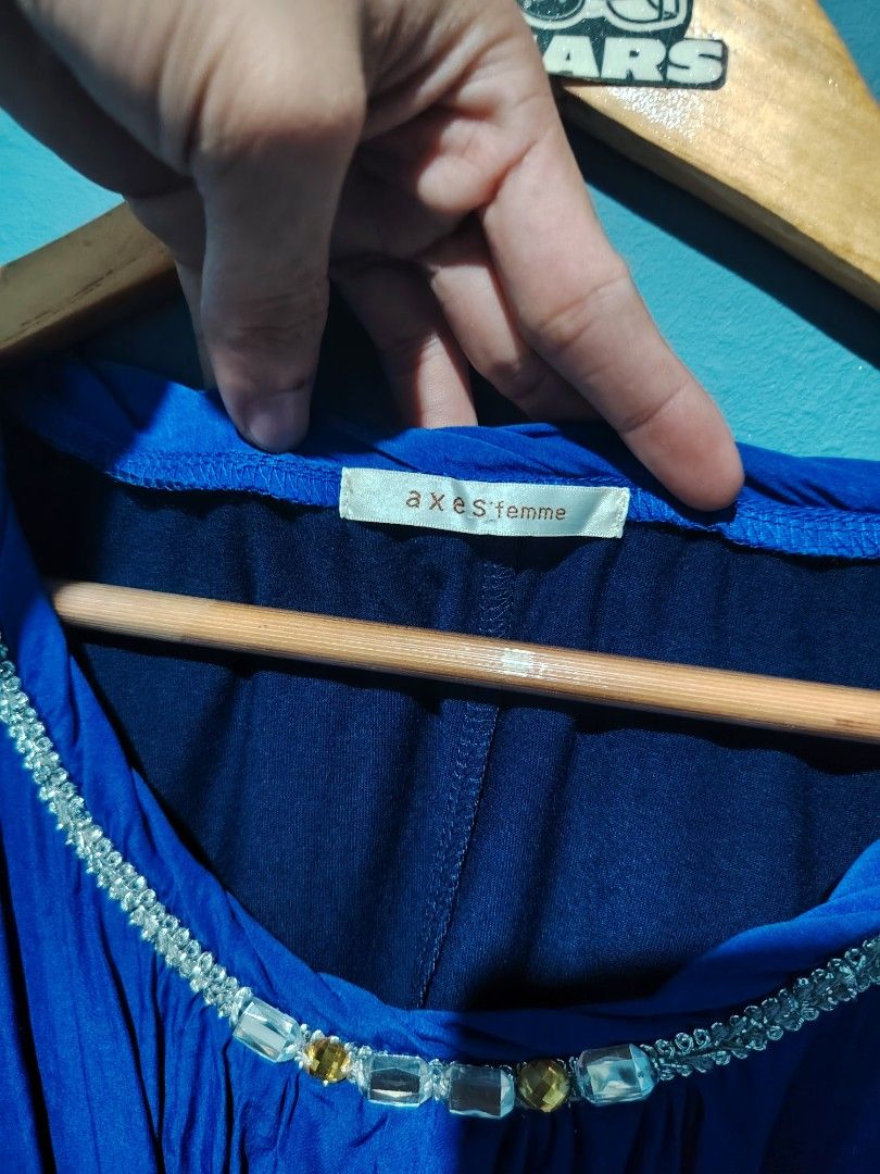 axes femme (Category: Blouses) located in Cavite. Submitted by lookksph (Listing ID 1468906296, Image 2). Description: FOR SALE - Brand: axes femme - Color: Blue - Size: M (Bust: 79-87 cm, Height: 154-162 cm) PM FOR MORE DETAILS MODE OF PAYMENT G CASH.