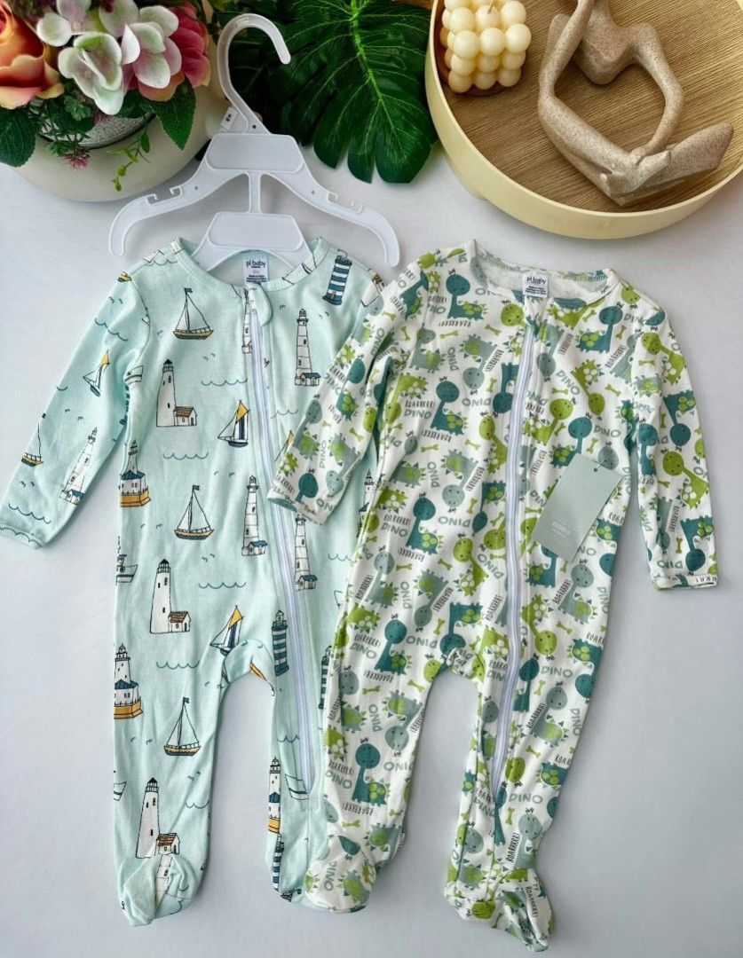 Baby Essentials 2-Piece Sleepsuit Set Size 6M (Category: Babies & Kids Fashion) located in Manila. Submitted by toddlermamaph (Listing ID 1468783395, Image 2). Description: - Size: 6 months - Condition: Brand new - Set includes: 2 pieces (1 ribbed solid color zip-up sleeper and 1 printed patterned zip-up sleeper) - Material: Super soft cotton fabric for ultimate comfort - Features: Practical full/two-way zip closure for hassle-free diaper changes