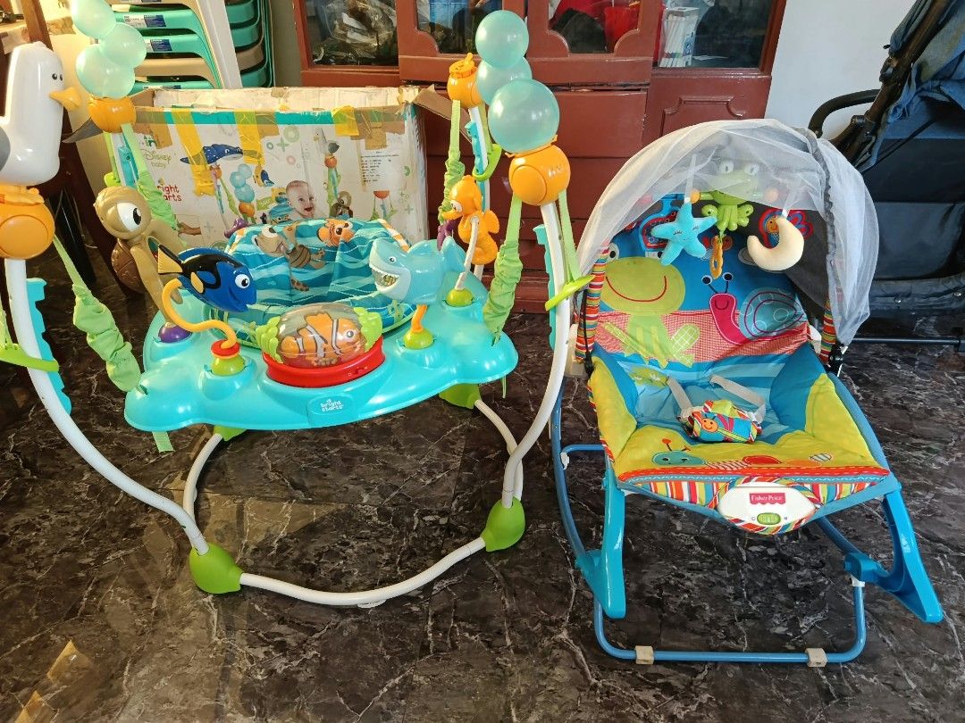 Baby stuff (Category: Infant Playtime) located in Cavite. Submitted by givenandgavin (Listing ID 1468801493, Image 2). Description: Take it all 3 items Bright starts jumpero Yaboo Highchair Fisher price rocker As is where is in Great conditions 1700 only firm price Location 📌 buhay na tubig Imus cavite Pick up or lalamove.