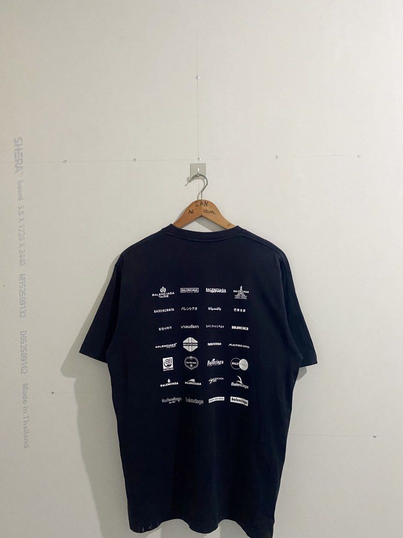 Balenciaga Multi Logo Tee Black Size S (Category: Shirts) located in Dagupan City. Submitted by thriftmeupp____ (Listing ID 1468882297, Image 2). Description: Balenciaga Archives Logos Oversized T-Shirt 21 x 29 Excellent Condition No Flaws/No Cracks Color Rate 9.5/10 .