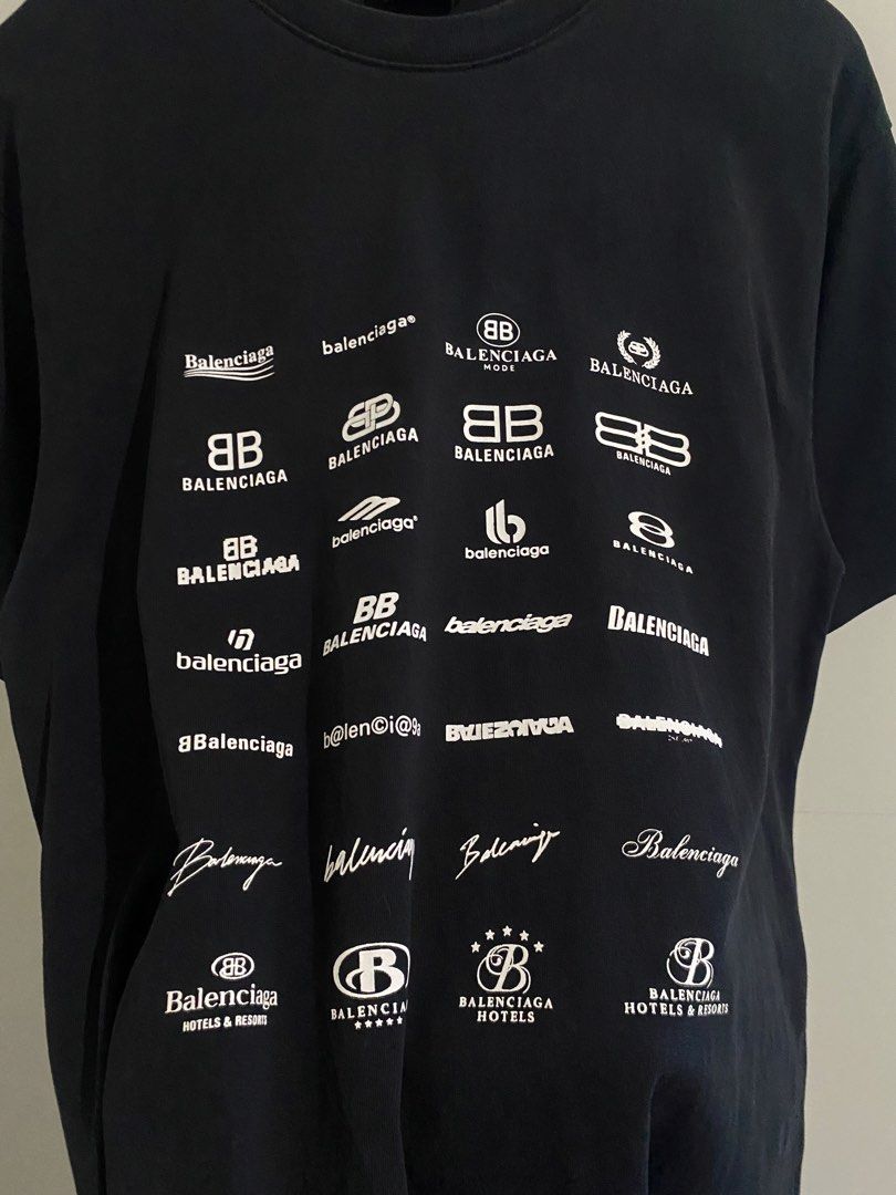 Balenciaga Multi Logo Tee Black Size S (Category: Shirts) located in Dagupan City. Submitted by thriftmeupp____ (Listing ID 1468882297, Image 3). Description: Balenciaga Archives Logos Oversized T-Shirt 21 x 29 Excellent Condition No Flaws/No Cracks Color Rate 9.5/10 .