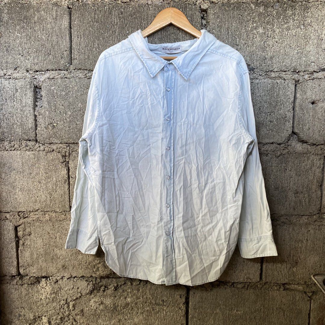 Balenciaga Oversized Denim Button Up Unisex (Category: Luxury Apparel) located in Cabanatuan. Submitted by elijahthriftv2 (Listing ID 1468821403, Image 1). Description: Free size No issue Authentic.