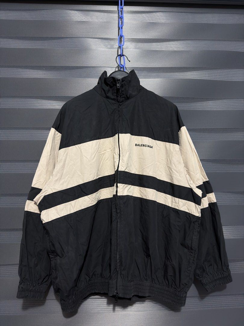 Balenciaga Stripe Zip-Up Jacket (Category: Coats, Jackets and Outerwear) located in Calumpit. Submitted by Essentiality (Listing ID 1468864659, Image 1). Description: Balenciaga Stripe Zip-Up Jacket 29x28.5 42 on tag.