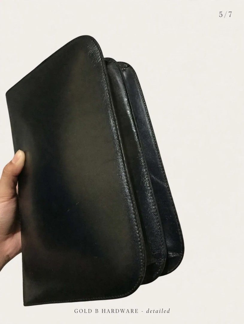 BALLY VINTAGE B SLINGBAG (Category: Cross-body Bags) located in Bulacan. Submitted by assorted.items (Listing ID 1468866689, Image 3). Description: BALLY VINTAGE B FLAP BAG 🖤 Vintage Bally from 90s, Made in Italy ✔️ Black leather + gold B hardware ✔️ Structured pa, hindi lumpy ✔️ 2 compartments + inner zip pocket ✔️ With original B dust bag Condition: Preloved / vintage - may light wear sa strap & corners pero no bakbak, no major flaw. Leather m