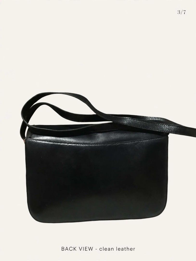 BALLY VINTAGE B SLINGBAG (Category: Cross-body Bags) located in Bulacan. Submitted by assorted.items (Listing ID 1468866689, Image 2). Description: BALLY VINTAGE B FLAP BAG 🖤 Vintage Bally from 90s, Made in Italy ✔️ Black leather + gold B hardware ✔️ Structured pa, hindi lumpy ✔️ 2 compartments + inner zip pocket ✔️ With original B dust bag Condition: Preloved / vintage - may light wear sa strap & corners pero no bakbak, no major flaw. Leather m