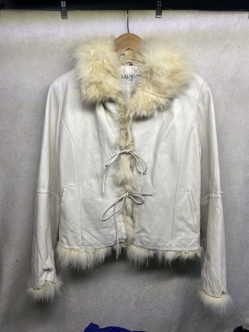 Balmain - fur lamb leather jacket (Category: Luxury Apparel) located in Valenzuela. Submitted by rektasource.ph (Listing ID 1468842178, Image 1). Description: Balmain Paris fur lamb leather jacket Size 11 on tag Shoulder: 16 Sleeve: 24 Armpit to armpit: 17.5 Length: 22 Has tear check image Overall good condition Price negotiable.