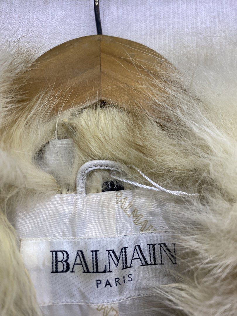 Balmain - fur lamb leather jacket (Category: Luxury Apparel) located in Valenzuela. Submitted by rektasource.ph (Listing ID 1468842178, Image 3). Description: Balmain Paris fur lamb leather jacket Size 11 on tag Shoulder: 16 Sleeve: 24 Armpit to armpit: 17.5 Length: 22 Has tear check image Overall good condition Price negotiable.