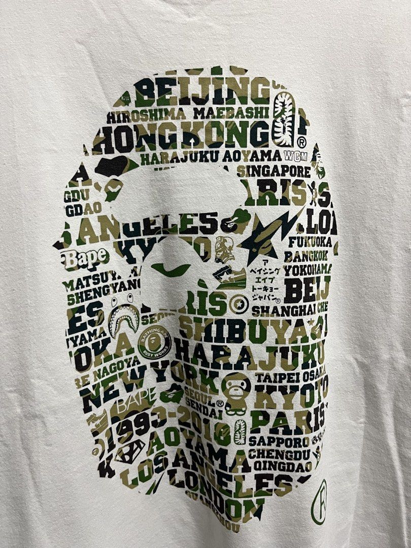 Bape 25th anniv camo big head authenthic (Category: Tshirts & Polo Shirts ) located in Adams. Submitted by y2kchocothrift (Listing ID 1468822027, Image 3). Description: Bape 25anniv authenthic Dimes22/29 Excellent condi Flawless Moneyback if proven fake.