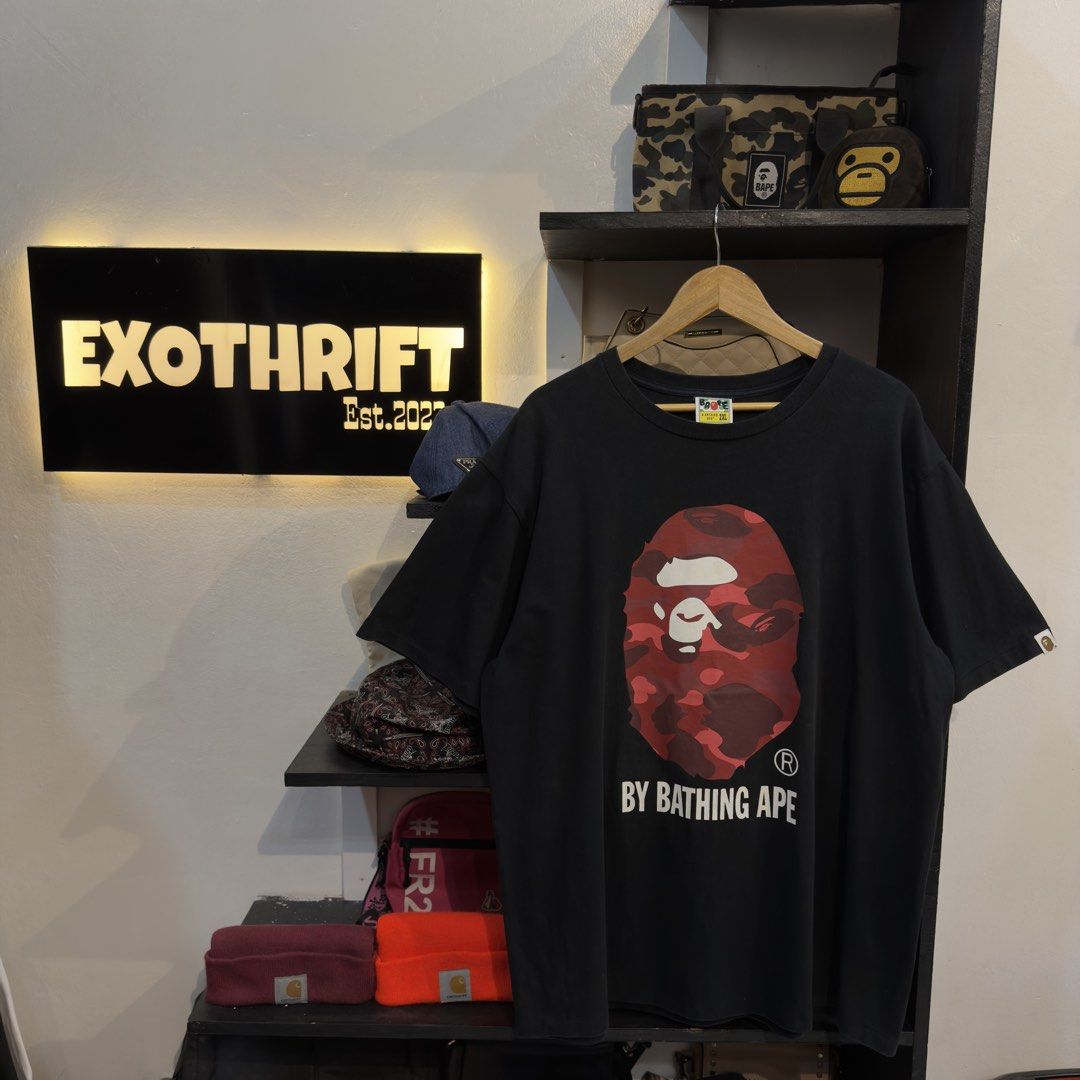 BAPE BIG HEAD RED CAMOUFLAGE BLACK (Category: Tshirts & Polo Shirts ) located in Manila. Submitted by jerichomal82553 (Listing ID 1468909567, Image 1). Description: BAPE BIG HEAD RED CAMOUFLAGE BLACK TSHIRT 24 by 30.