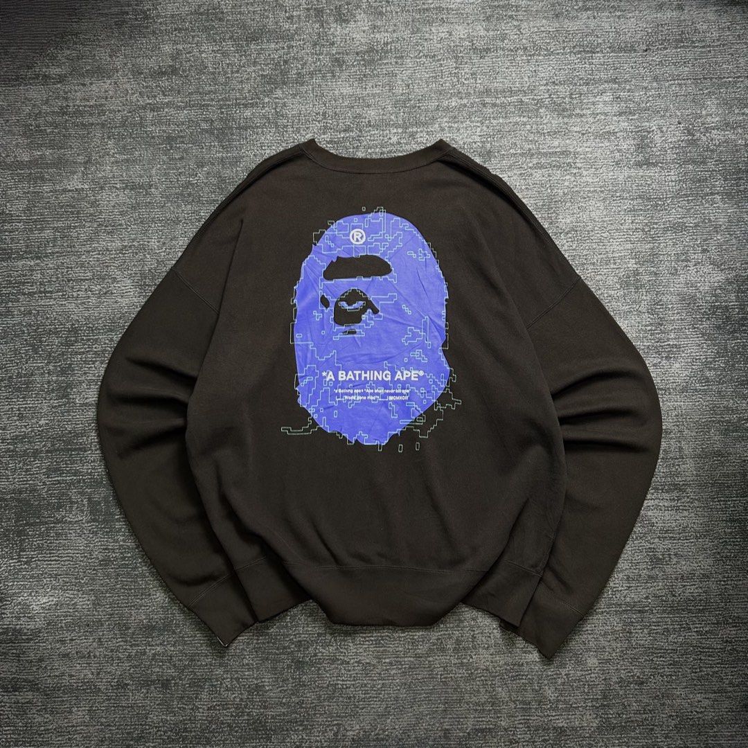 Bape Bighead Digital Mosaic Sweater (Category: Coats, Jackets and Outerwear) located in Angeles City. Submitted by doykthrift (Listing ID 1468857294, Image 2). Description: Bape Bighead Digital Mosaic Sweater Size: Large Fit to 2XL Measurement: W27” × L30” Issue (s): Minor Flaw Check Pic Condition: 9/10.