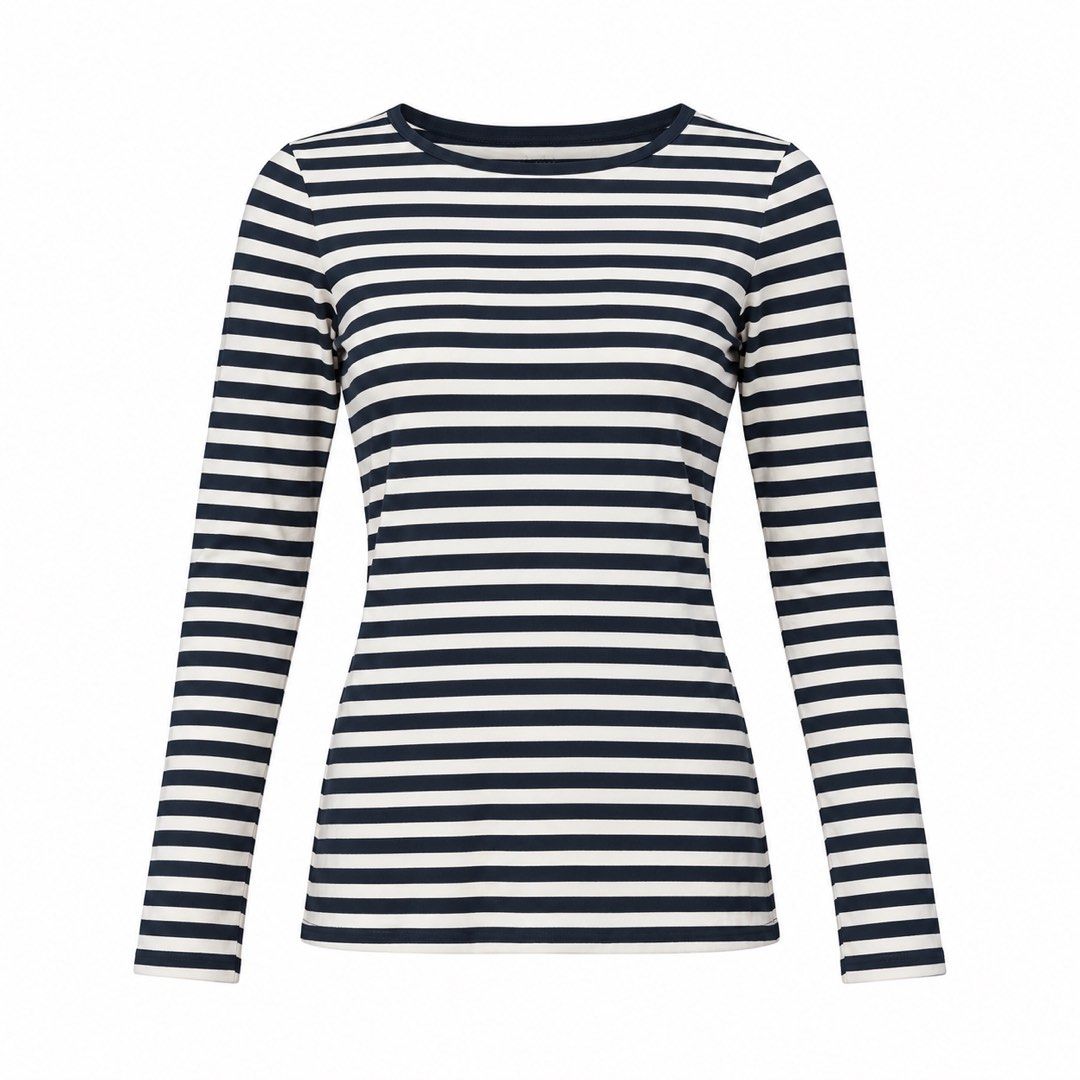 BASICS Black and White Striped Long Sleeve Top (Category: Longsleeves) located in San Ildefonso. Submitted by rgdeclutters (Listing ID 1468747289, Image 1). Description: L - 23" W - 13".