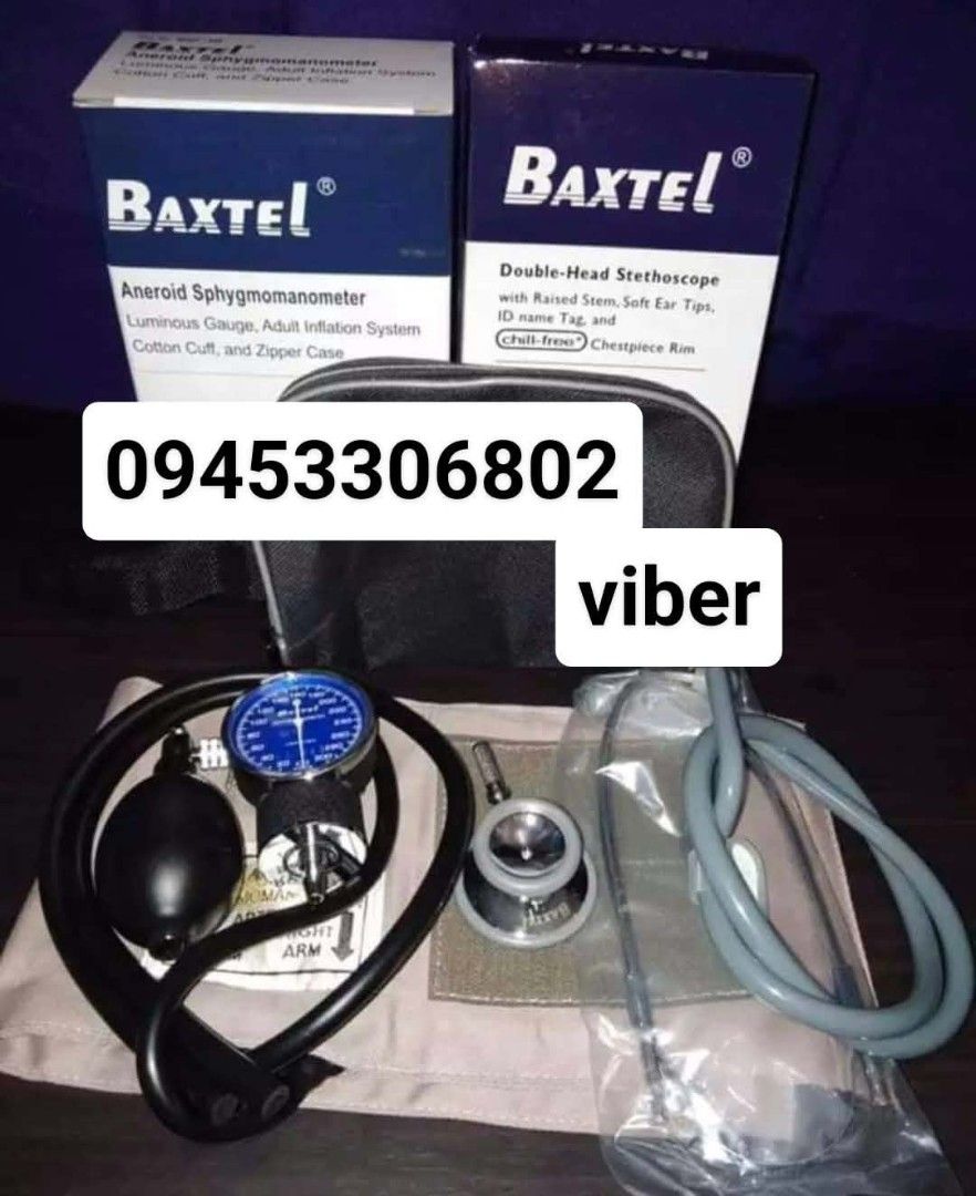Baxtel stethoscope and sphygmomanometer (Category: Medical Supplies & Tools) located in Manila. Submitted by abeguel216 (Listing ID 1468730476, Image 1). Description: Sameday delivery Brandnew sphygmomanometer and stethoscope Class A 1 week replacement warranty Heavy duty and high quality Cash on delivery Gcash payment Bank transfer Pick up.