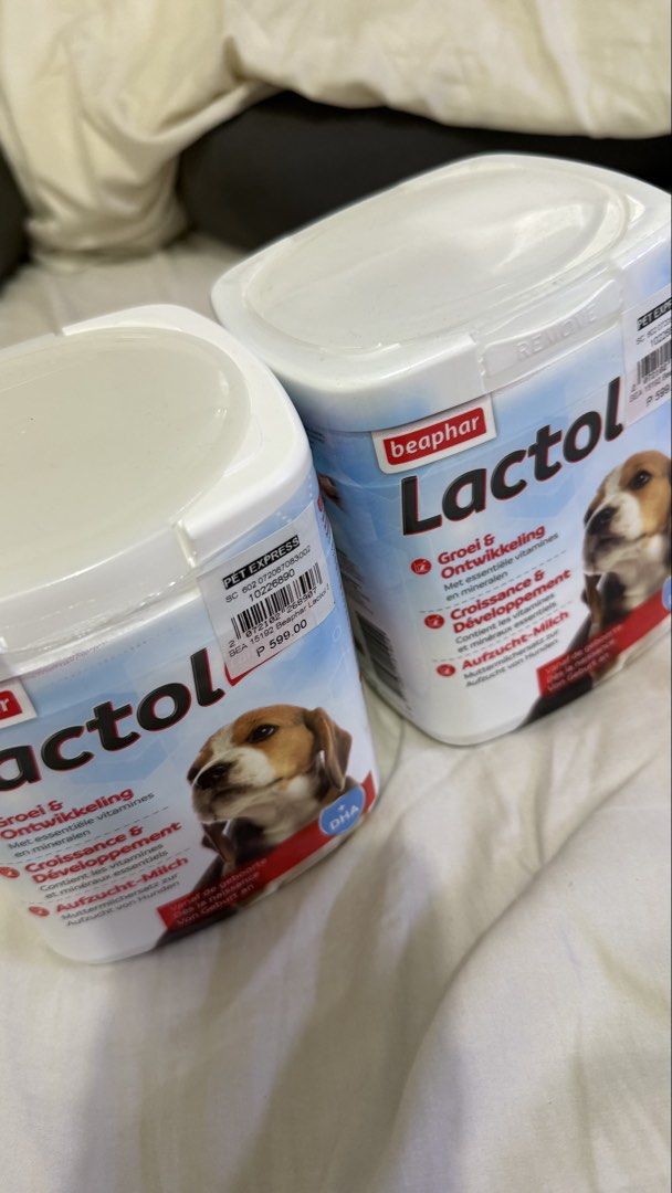 Beaphar Lactol Puppy Milk Replacer 2 Tubs (Category: Pet Food) located in Valenzuela. Submitted by alexinelg (Listing ID 1468811329, Image 3). Description: 700 for 2 pcs already. - 1 is Brand new then the other one is opened. - Quantity: 2 tubs (selling as a set) - Original price: ₱599 each from Pet Express - Packed with essential vitamins, minerals, and DHA for healthy puppy growth and development - Ideal for newborn puppies - Delivery options: 