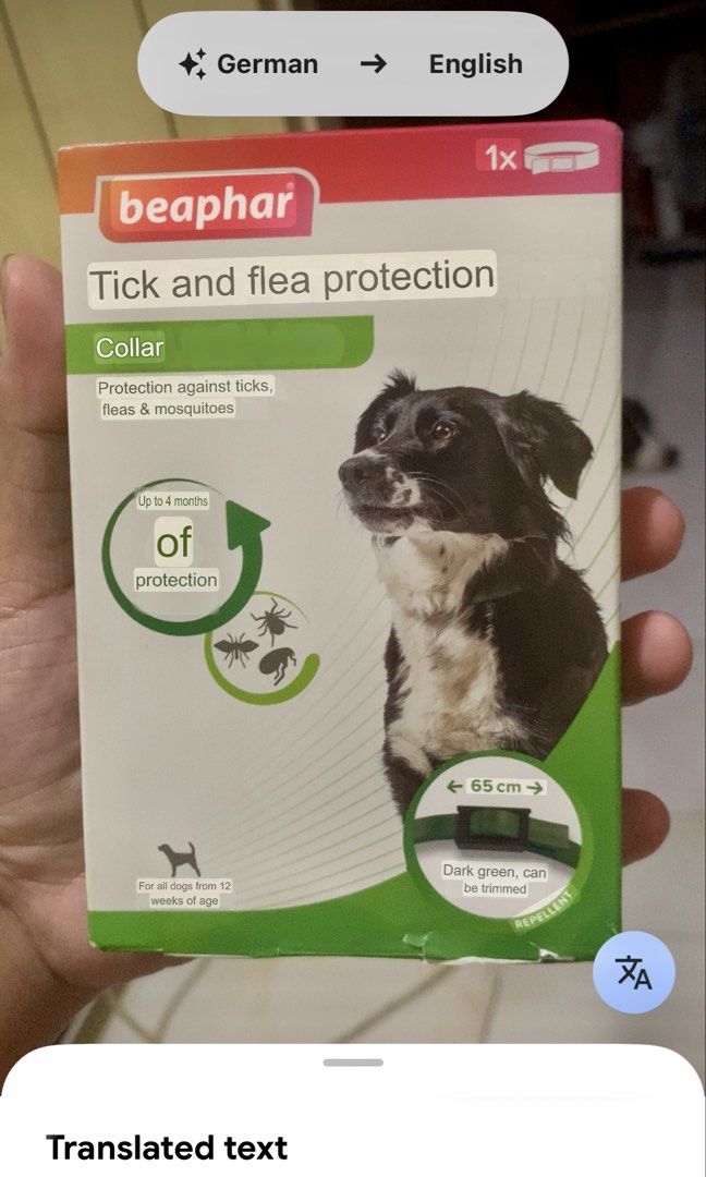Beaphar Tick and Flea Protection Dog Collar 65cm (Category: Health & Grooming) located in Bacoor. Submitted by pbmypet (Listing ID 1468795571, Image 1). Description: - Brand: Beaphar - Suitable for: All dogs from 12 weeks of age - Protection: Up to 4 months against ticks, fleas, and mosquitoes - Size: 65 cm long (fully adjustable and can be trimmed to fit) - Color: Dark green - Feature: Rainproof formula for all-weather protection - Instruction a