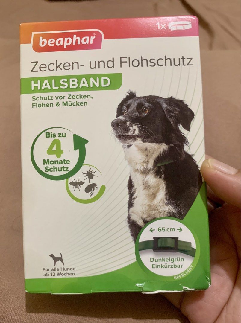 Beaphar Tick and Flea Protection Dog Collar 65cm (Category: Health & Grooming) located in Bacoor. Submitted by pbmypet (Listing ID 1468795571, Image 2). Description: - Brand: Beaphar - Suitable for: All dogs from 12 weeks of age - Protection: Up to 4 months against ticks, fleas, and mosquitoes - Size: 65 cm long (fully adjustable and can be trimmed to fit) - Color: Dark green - Feature: Rainproof formula for all-weather protection - Instruction a