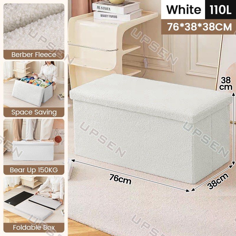 Beige Foldable Storage Ottoman Bench (Category: Chairs) located in Paranaque City. Submitted by preloved.che (Listing ID 1468883918, Image 2). Description: - 76 x 38 x 38 cm - Brand new, unused.