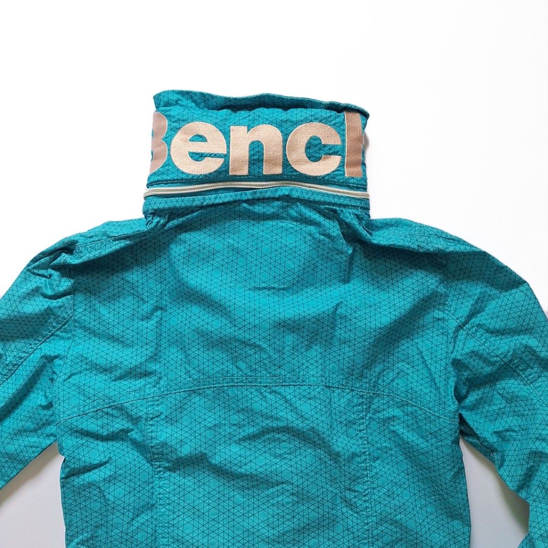 Bench Teal Hooded Windbreaker Hiking Jacket (Category: Coats, Jackets and Outerwear) located in Tarlac. Submitted by brownbasket (Listing ID 1468877609, Image 3). Description: L21 W17.5 Size: SX-S Price + Sf MOP: Gcash | MariBank MOD: J&T.