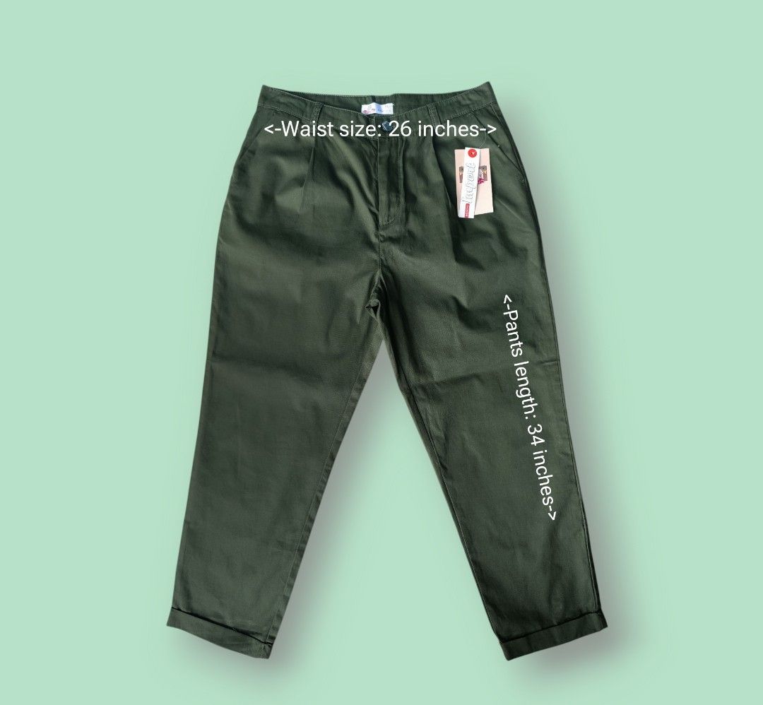 Bench Womens Green Chino Pants (Category: Other Bottoms) located in Bacoor. Submitted by nineties_kid (Listing ID 1468736376, Image 1). Description: <==• Bench Womens Green Chino Pants Size: Small Waist size: 26 inches Pants length: 34 inches Issue: Yung size tag nya is wrong. Naka-indicate is XL pero waist size is accurately pang XS- Small. Natanggal din yung rivet button nya. _________________________ -Modes Of Delivery: J&T/Lalamove/ LBC (Cash
