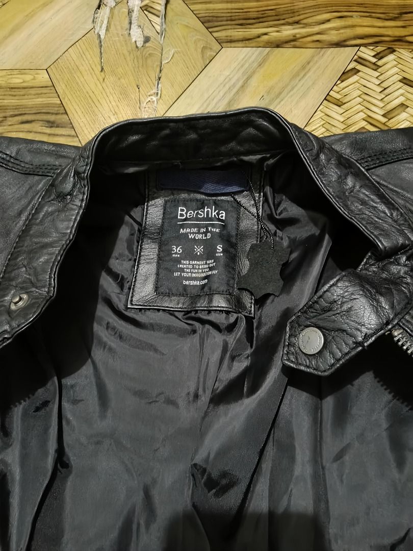 Bershka Leather Jacket (Category: Luxury Apparel) located in Caloocan City. Submitted by clever.marie2886 (Listing ID 1468884917, Image 2). Description: Brande new never beeb used.