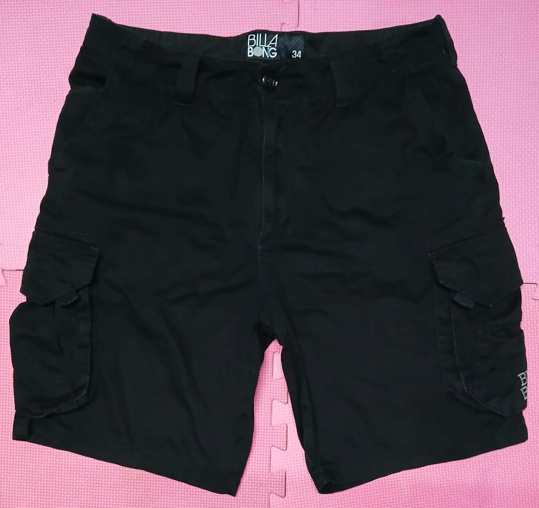 Billabong Black Cargo Shorts Size 34 (Category: Shorts) located in Caloocan City. Submitted by silverbird_6c038f (Listing ID 1468847145, Image 1). Description: - Brand: Billabong - Color: Black - Size: 34 - Material: 100% Cotton for maximum comfort - Fit: Standard fit with belt loops and button fly - Storage: Multiple functional pockets on sides and back - Details: Embroidered Billabong logo on the cargo pocket - Condition: Great for casual wear,