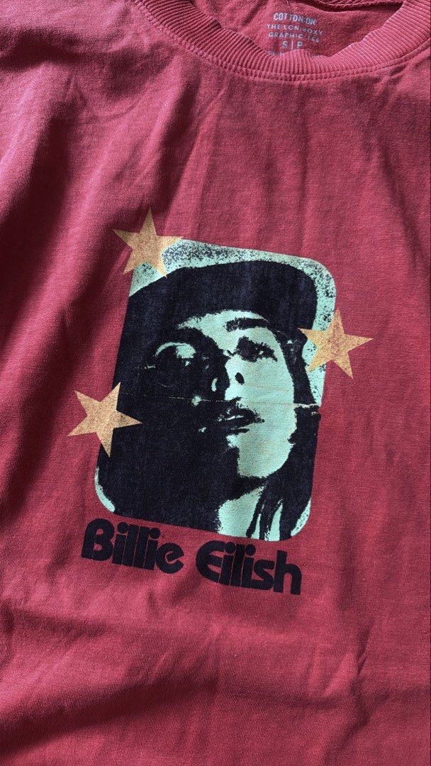 BILLIE EILISH (Category: Tshirts & Polo Shirts ) located in Cavite. Submitted by handpickedshirts (Listing ID 1468785285, Image 2). Description: New, faded red in actual Approx L28in W22.5in laid flat .