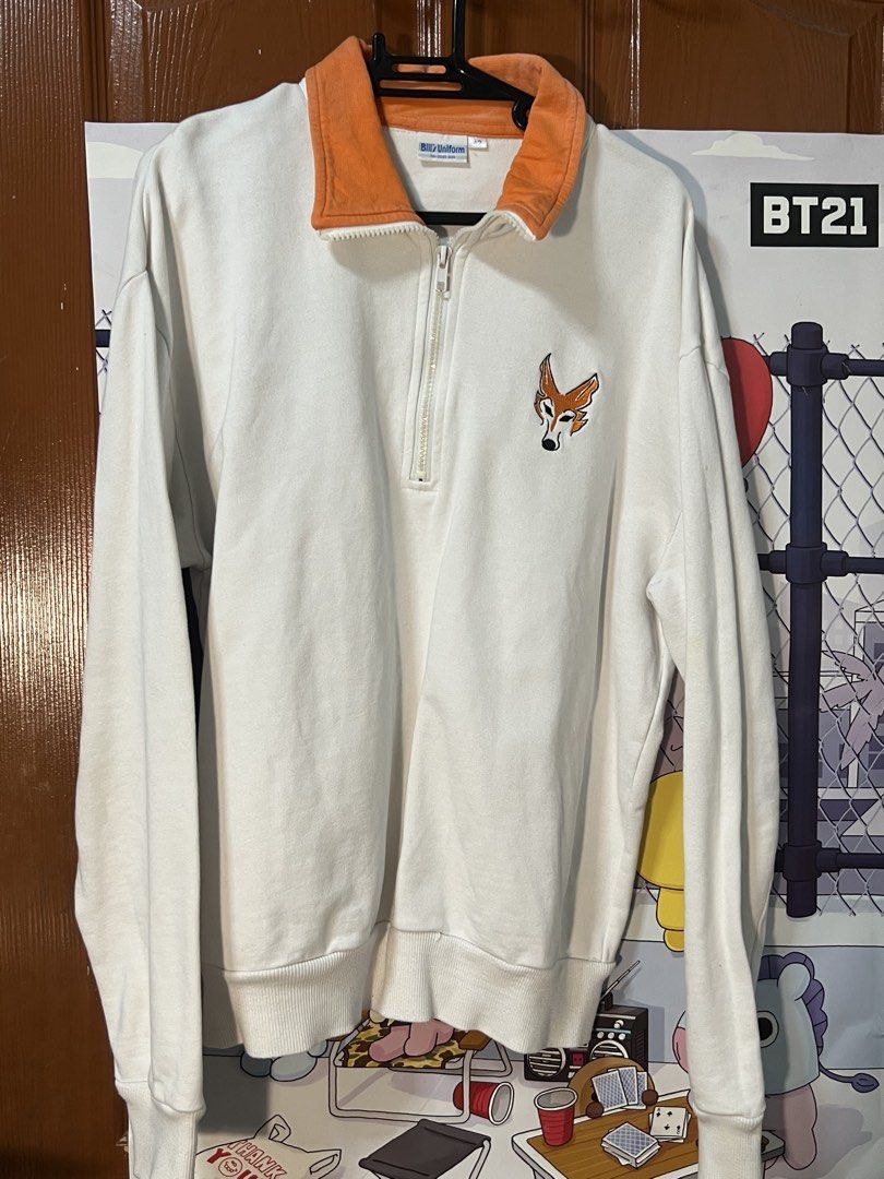 Bill's Uniform Quarter Zip Sweatshirt Orange White Fox (Category: Coats, Jackets and Outerwear) located in Marikina City. Submitted by yssacee (Listing ID 1468905666, Image 2). Description: -Clean white body with a bright orange collar and matching ribbed cuffs - Cute, comfy material - Condition: Great, can be worn casually with shorts -pm for more photos - shipping from lower antipolo rizal.