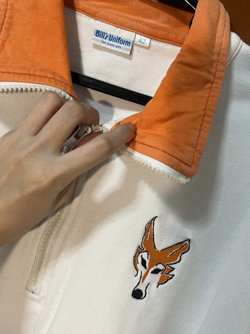 Bill's Uniform Quarter Zip Sweatshirt Orange White Fox (Category: Coats, Jackets and Outerwear) located in Marikina City. Submitted by yssacee (Listing ID 1468905666, Image 1). Description: -Clean white body with a bright orange collar and matching ribbed cuffs - Cute, comfy material - Condition: Great, can be worn casually with shorts -pm for more photos - shipping from lower antipolo rizal.