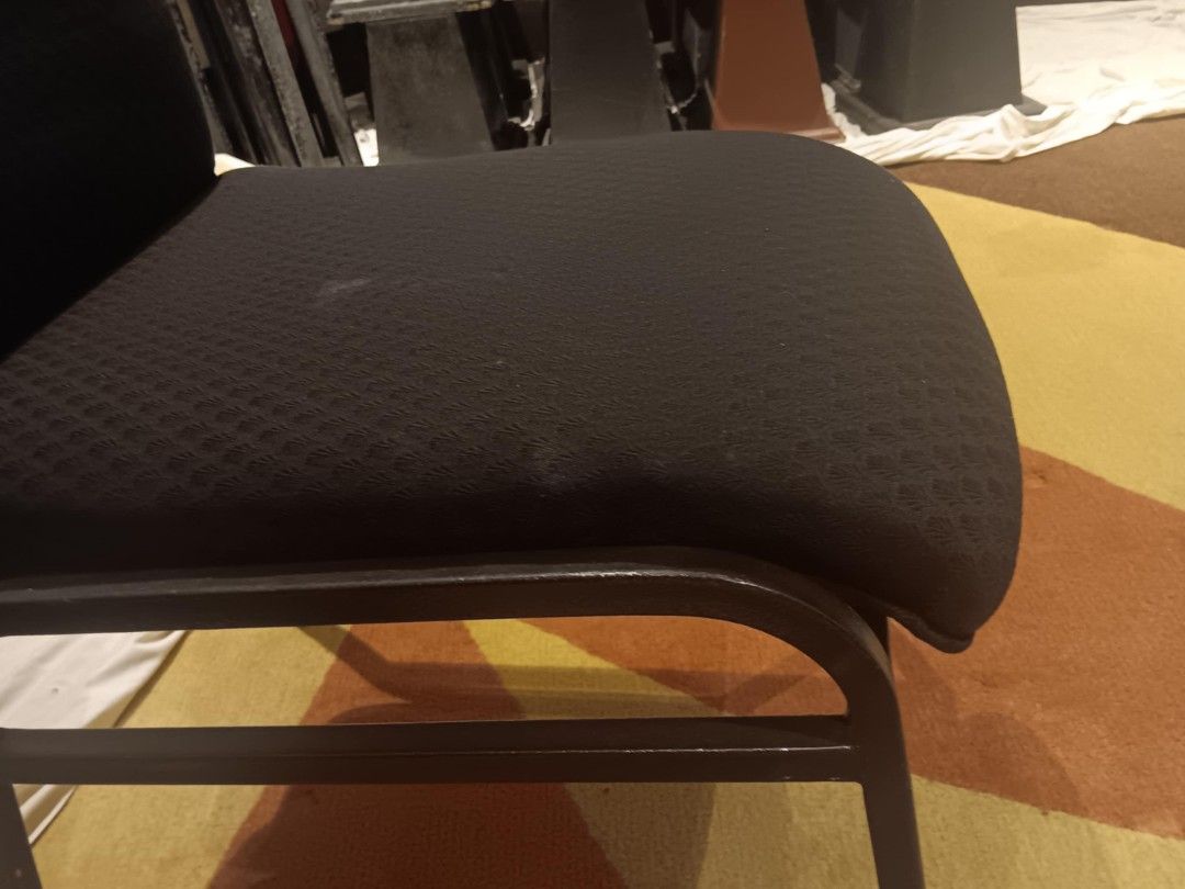 Black banquet chairs stackable event chairs (Category: Chairs) located in Las Pinas. Submitted by jesus1smysavi0r (Listing ID 1468789694, Image 2). Description: - Color: Sleek black finish - Comfort: Thickly cushioned seats for all-day comfort - Build: Sturdy metal frame for long-lasting durability - Convenient: Handle cutout on the backrest for easy moving - Space-Saving: Stackable design makes storage effortless - Versatile: Great for events, o