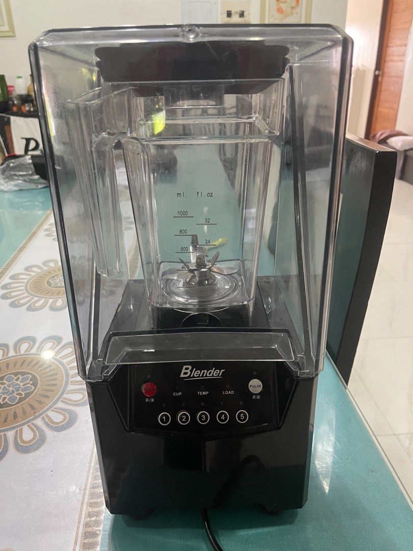 Black Commercial Blender with Sound Enclosure Shield (Category: Juicers, Blenders & Grinders) located in Cabanatuan. Submitted by clearandcurate (Listing ID 1468754086, Image 2). Description: - Heavy-duty black blender with a sound-reducing enclosure shield for quiet operation - Digital control panel featuring speeds 1-5 and a pulse function - Durable stainless steel blade system for smooth blending results - Ideal for both home kitchens and prof