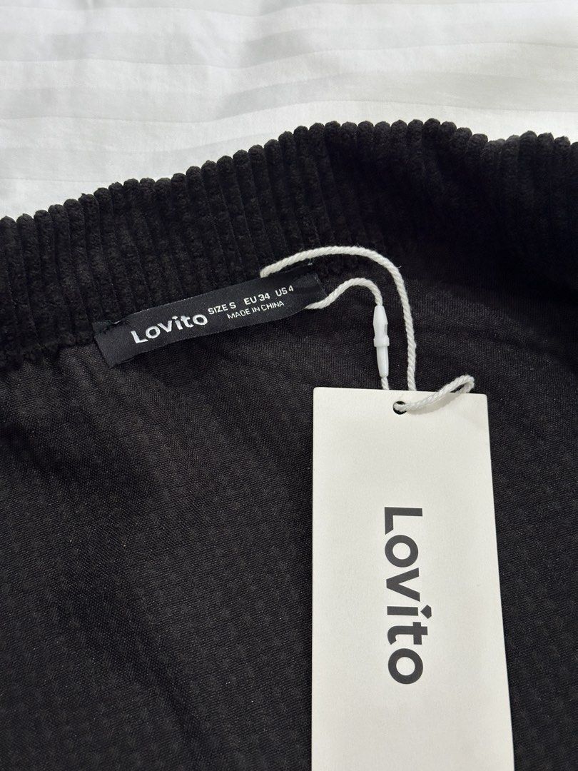 Black Corduroy Jacket | lovito buttondown (Category: Coats, Jackets and Outerwear) located in Balanga. Submitted by cartsabeli (Listing ID 1468786119, Image 3). Description: New with tags!! Never worn/used 😊 size small on tag but can fit up to large. ₱590 + sf mop: gcash/maya mod: j&t.