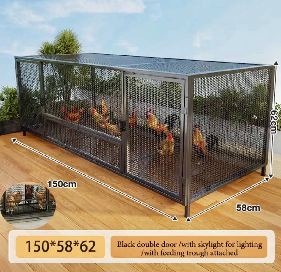 Black Double Door Cage 150x58x62cm (Category: Homes & Other Pet Accessories) located in Bulacan. Submitted by Deadly_Crossover (Listing ID 1468776149, Image 1). Description: Selling pre-loved cage. Used for 2mos only, it housed 2 rabbits inside our garage. Ideal for poultry, rabbits, puppies or small animals. FREE: 2 small padlocks w/keys na ginamit sa cage. Can be disassembled. Asking: P1,800 only (P4,299 srp) Fixed po, mura na po yan and qualit