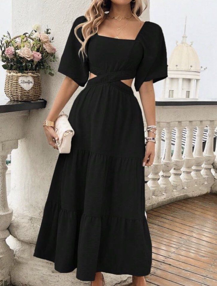 SHEIN Black Dress Size L (Category: Dresses) located in Pasig City. Submitted by calliemanila (Listing ID 1468557559, Image 1). Description: Bought for 800 selling for only 350. Actual photos uploaded. Last pic are the dimensions. Super stretchable can fit until XL. Nice material. No flaws and in 9/10 condition. Free shipping for orders total to 500 pesos and above (Metro Manila) happy shopping! .
