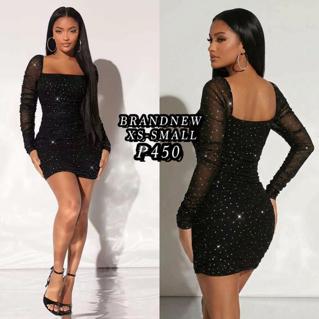 BLACK GLITTERY RUCHED BODYCON DRESS (Category: Dresses) located in Taguig. Submitted by jane.klosette (Listing ID 1468781978, Image 1). Description: BRANDNEW DELIVERY VIA LALAMOVE, PAYMENT FIRST. 📍 TAGUIG.