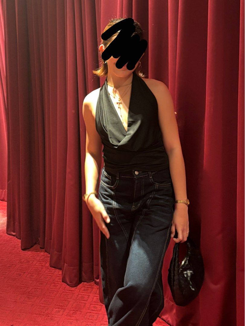 Black Halter Top Cowl Neck (Category: Sleeveless) located in Muntinlupa City. Submitted by _gudstuff (Listing ID 1468876274, Image 3). Description: - Color: Sleek Black - Style: Halter top with trendy cowl neckline & open back design - Condition: Worn once.