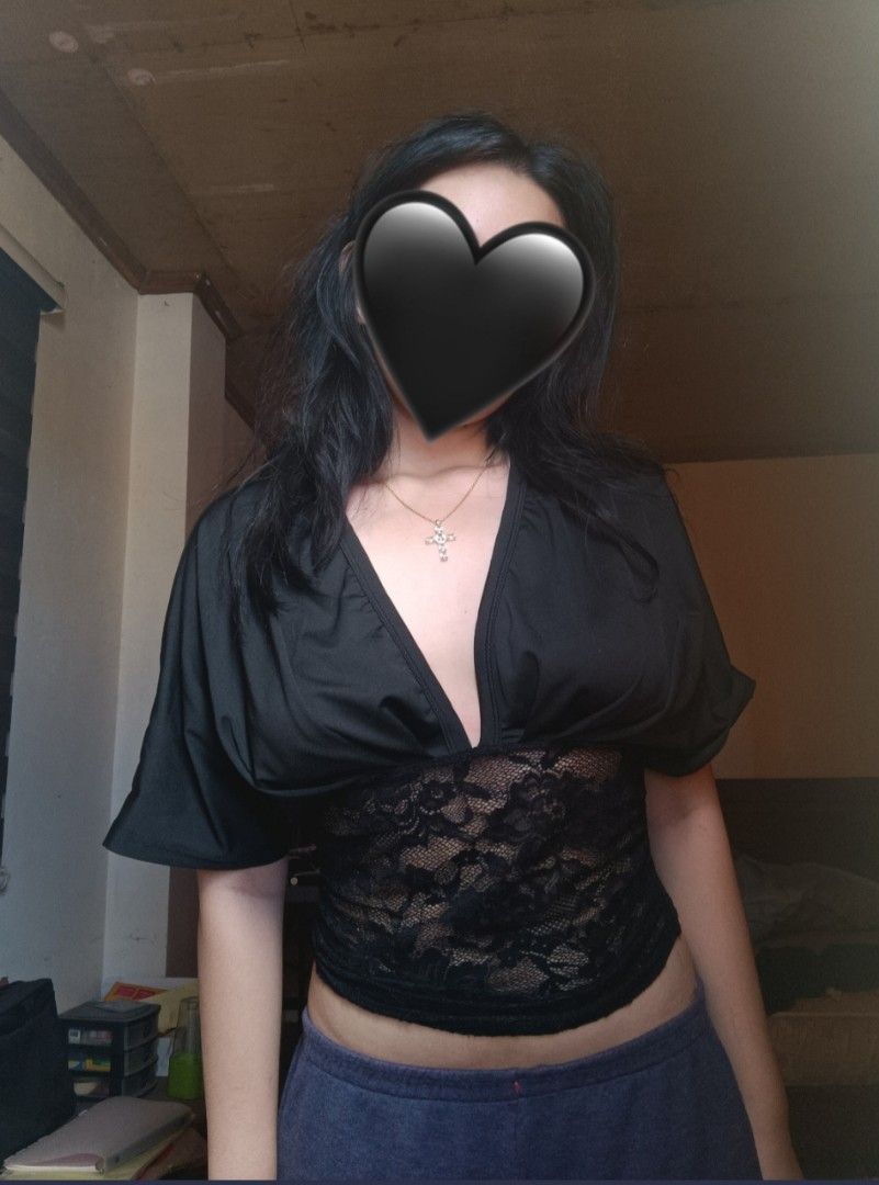 black lace top (Category: Others Tops) located in Calumpit. Submitted by hydrangeashues (Listing ID 1468737150, Image 1). Description: black lace shein top that has never been worn (try on only)..