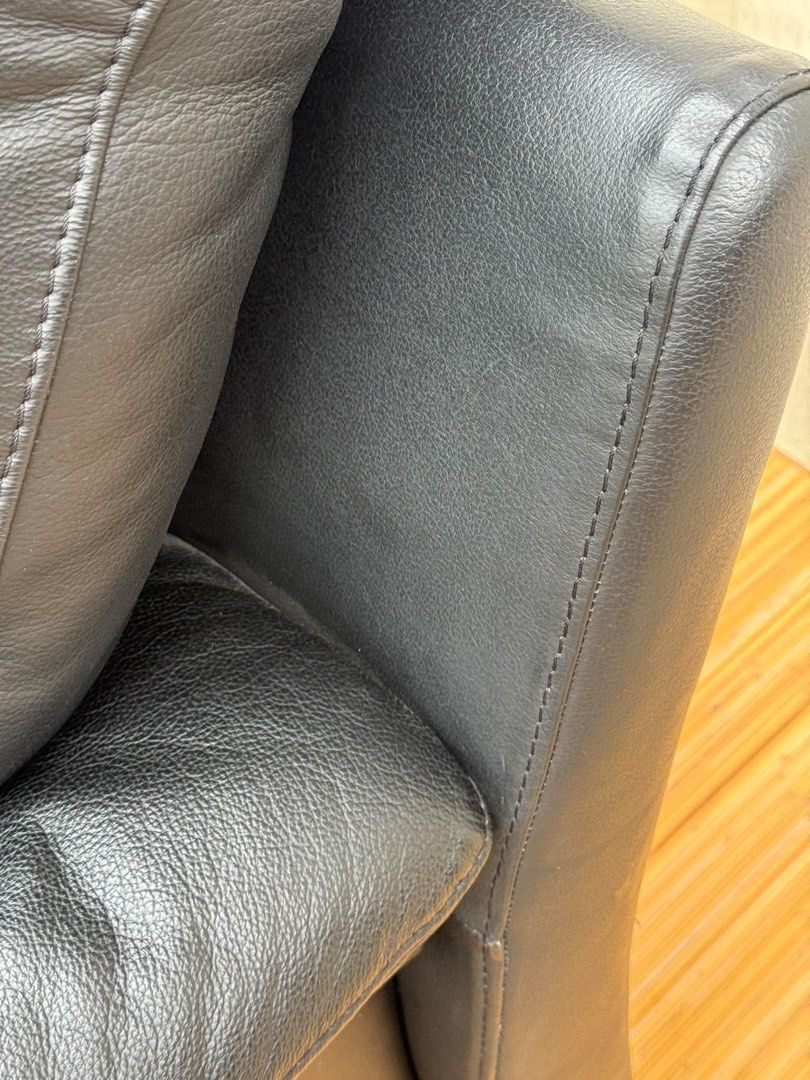 Black Leather 2-Seater Sofa (Category: Sofas) located in Manila. Submitted by justinlei.103 (Listing ID 1468846819, Image 3). Description: JAPAN SURPLUS 2-3 SEATER BLACK LEATHER SOFA IN GOOD CONDITION SIZE: 16H x 74.5L x 34.5W inches.