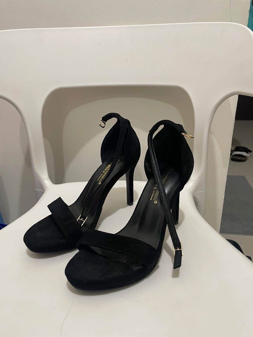 Black Suede Stiletto Heels (Category: Heels) located in Mandaluyong City. Submitted by chekkamari (Listing ID 1468834826, Image 2). Description: Used once in a wedding event 📍Mandaluyong Area.