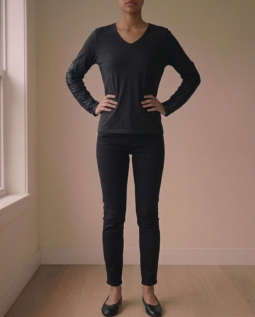 BLACK V NECK GOTHIC LONG SLEEVES TOP (Category: Longsleeves) located in Marikina City. Submitted by minimalistmanila (Listing ID 1468760503, Image 1). Description: Black v neck long sleeves with unique satin braided arm sleeves. Fits S/M. Never used. Order now!.