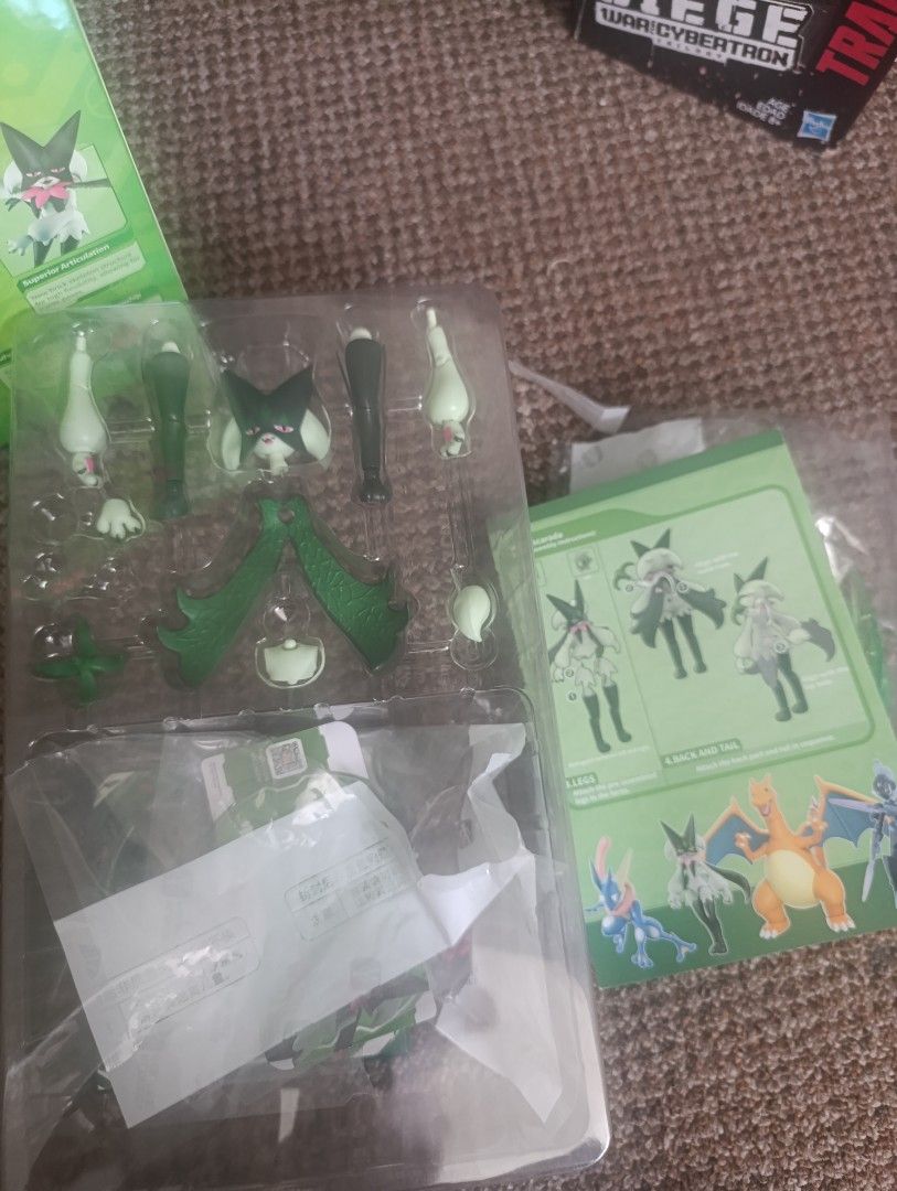 Blokees Pokémon Meowscarada (Category: Figurines & Statues) located in Manila. Submitted by vitopasco (Listing ID 1468752976, Image 2). Description: BLOKEES POKÉMON MEOWSCARADA good condition, back in box, all complete accesories with stand, issues (loose head joint but possibly easy to fix) pm po for offers gcash payment Lalamove delivery, Pasig location .