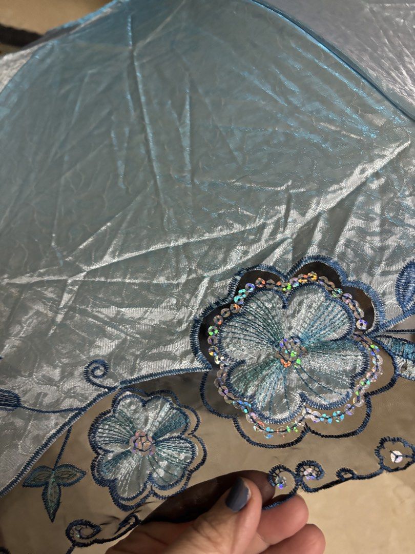 Blue floral umbrella (Category: Umbrellas) located in Manila. Submitted by vintageaccessories (Listing ID 1468809209, Image 2). Description: .