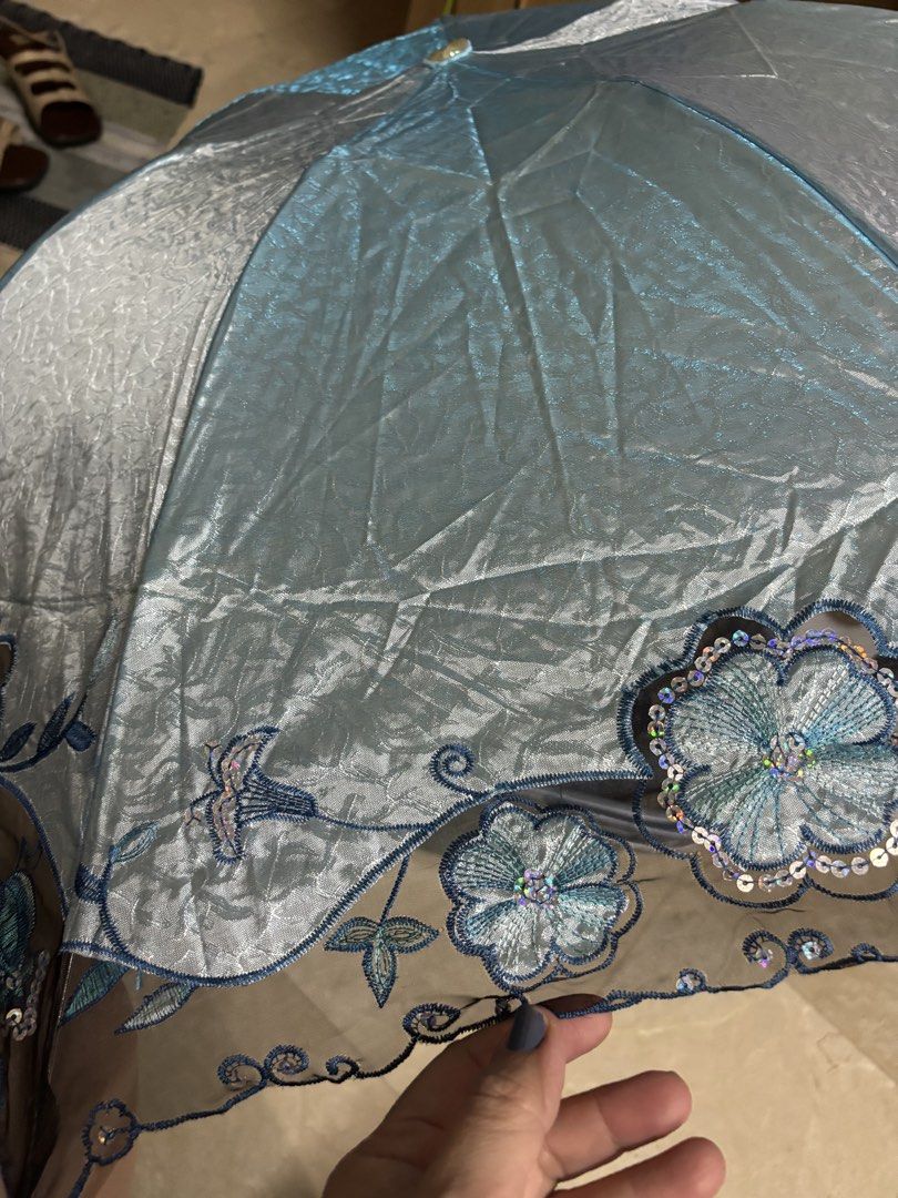 Blue floral umbrella (Category: Umbrellas) located in Manila. Submitted by vintageaccessories (Listing ID 1468809209, Image 3). Description: .